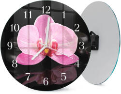 Designer Kerek Üveg Falióra Beltéri Orchidea Mintával 30 cm (010010500040100082535)