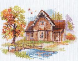  Keresztszemes hímzőkészlet Szeptemberi ház 18x14 cm (3-21)