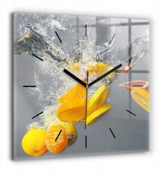  Edzett üveg falióra Stílusos nappali ajándék citrus a vízben 60x60 (010010500080200259663)