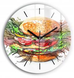  Üveg falióra Burger sajttal XXL kerek fekete fi 60cm (010010500050200267901)
