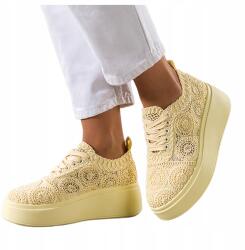  Sneakers Sárga Női Creepers Csipkés Platform Fűzött 39-es