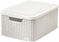 Keter Tárolókosár Curver Rattan stílus fedéllel Krémszínű M-es méret (2211261)