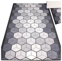 Allvo Dekoratív Szőnyeg Modern Mintával, Fekete-fehér-szürke, 80X180 CM (D6869)