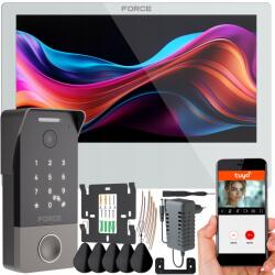Force Videó Kaputelefon Force Myway Pro 10" Fehér WiFi Tuya Kulcstartók (MT-10"W-T-4W + GS-1080p-RK-W-4W)