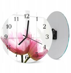  Dekoratív Üveg Falióra Kerek Tulipán Mintával 30 cm (010010500040200171765)