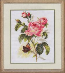  Keresztszemes hímzőkészlet Rózsa és pillangó 17x25 cm (2-13)