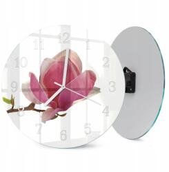  Elegáns Üveg Falióra Magnólia Virág Mintával 30 cm (010010500040100079047)
