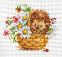 Keresztszemes hímzőkészlet Sün a százszorszépek között 13x11 cm (0-113)