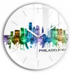  Csendes üveg falióra Színes Philadelphia fehér fi 60cm (010010500050100271519)