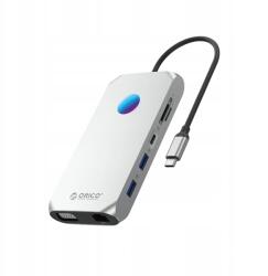 ORICO Usb-c Hub dokkoló állomás Orico Xcr 12in1 Rgb 2xHDMI 4K 60Hz PD100W Szürke (6941788803725)