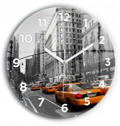  Csendes falióra Manhattan és taxi kerek fehér fi 60cm (010010500050100272300)