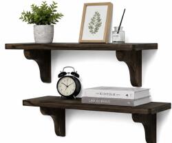 DIKOM Polc Szett 2 Fa Paulownia Loft Fali Dikom Barna Modell B (DIKOM-2SZT-model-b)