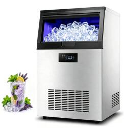  Kereskedelmi jégkocka készítő 350W 60kg/24h 40 kocka 8-15 perc alatt LCD kijelzővel (860KGSYZBJ00000001V2-AL)