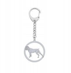 Mejk Jewellery Ezüst kulcstartó Bandog fajtájú kutyával, 925-ös, ajándék, ékszer, gravírozható (BRELOK BANDOG)