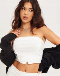 Nelly Fűzős Fehér Crop Top Fodros M9P NG5__L