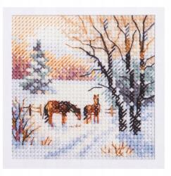  Keresztszemes hímzőkészlet Tél megérkezett. Lovak 7x7cm (0-238)