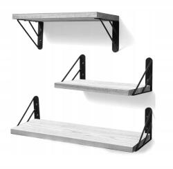 DIKOM Fa Polcok 3DB-OS Akasztós Polc Szett natúr Loft 42X15cm Szürke (DIKOM-SZAFKI-3SZT-SZARE)