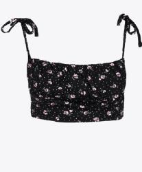 Missguided Fekete Rövid Top Bralett Kötős Pántok Virágos Minta I4M NI2_XL