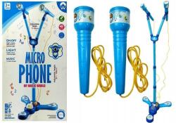 LEAN Toys Mikrofonok Karaoke Szett Gyerekeknek Kék Akkumulátoros Állvány (6607)