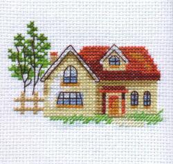  Keresztszemes hímzőkészlet Napos ház 9x6 cm (0-152)