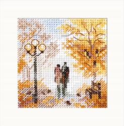  Keresztszemes hímzőkészlet Ősz a városban. Régi park 7x7 cm (0-220)
