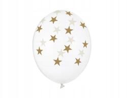 PartyDeco Lufik 30cm, Csillagok, Crystal Clear (1 op. 6 db)