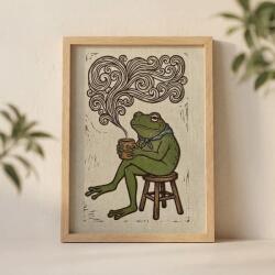  Poszter Béka reggeli kávéval A3 29, 7x42 cm kávé állatok a falon (ME-4417213276-A3)