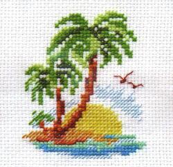  Keresztszemes hímzőkészlet Pálma-sziget 6x8 cm (0-155)