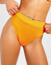 Boohoo Narancssárga Magas Derékú Bikini Alsó Ráncolással, Neon Iin NG6__L