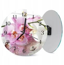  Csendes Üveg Falióra Stílusos Orchidea Nyomtatással 30 cm (010010500040200175404)