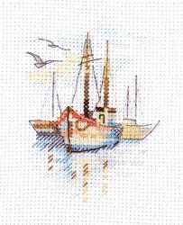  Keresztszemes hímzőkészlet Hajnali csónakok 6x9 cm (0-196)
