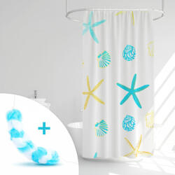 Alista Home Set cortina de dus, 180x180 cm, 3 modele, albastru /verde cu inele anti-BPA, usor de curatat (GLB_11526A) Perdea de dus