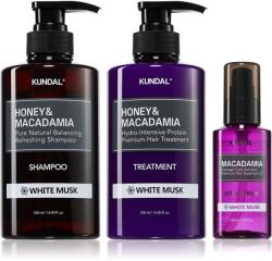 KUNDAL Honey & Macadamia White Musk szett száraz és sérült hajra