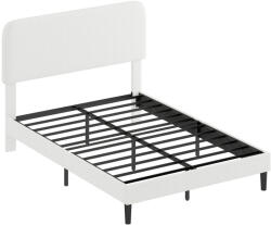 HomCom Ágy 140x200 cm Ágykeret állítható kárpitozott teddy fleece fejtámlával, fehér (83D-183V00WT)