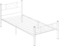 HomCom Egyszemélyes ágykeret magas fejtámlával, tárolóhely az ágy alatt, 90 x 200 acél, fehér (831-907V00WT)