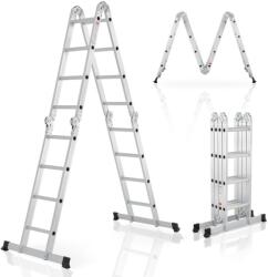 Juskys Scară multifuncțională aluminiu 4x4, 4, 7 m, 150 kg, pliabilă (21035)