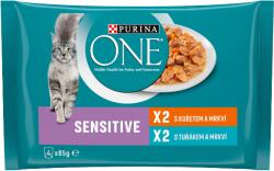 ONE Sensitive alutasakos macskaeledel - csirke, tonhal szaftban, 4x 85g