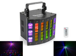 Beamz Magic1 (9x3W) RGBAWP 24 optikás + UV + Stroboszkóp DMX derby fényeffekt - pepita