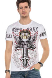 CIPO&BAXX Divatos Férfi Póló Ct567white (ct567white_l)