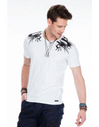 CIPO&BAXX Cipo & Baxx Divatos Fehér Strasszos Póló Ct376 White (ct376white_l)