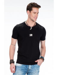 CIPO&BAXX Cipo & Baxx Divatos Fekete Strasszos Póló Ct376 Black (ct376black_l)