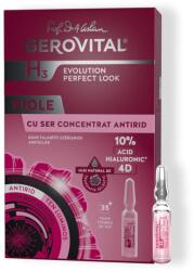 Farmec Fiole cu ser concentrat antirid cu Acid Hialuronic 10% 4D H3 Evolution Perfect Look, 10 fiole*2 ml, Gerovital