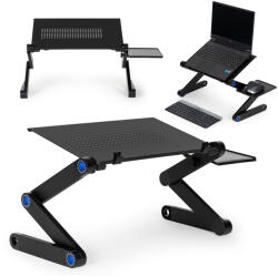 ModernHOME Laptoptartó, ModernHome PJJLT0005, állítható és összecsukható, alumínium tálca, 2 független lap egértartóval, 11-17" laptopokhoz, 10 kg teherbírás (TF3178)