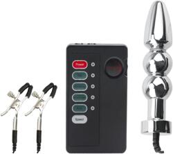 SuperLove E-Stim Beaded Anal Plug & Nipple Clamps Set