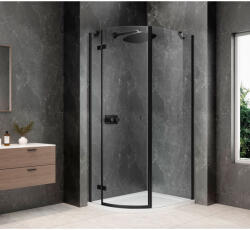 SAPHO GLOBE BLACK íves zuhanykabin, 800x900mm, balos, transzparent üveg GB2890LB (GB2890LB)