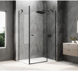 SAPHO GLOBE BLACK nyílóajtó oldalfallal, 1100x900mm, jobbos, transzparent üveg GB1011-3315RB (GB1011-3315RB)