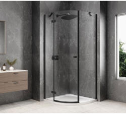 SAPHO GLOBE BLACK íves zuhanykabin, 800x800mm, balos, transzparent üveg GB2680LB (GB2680LB)
