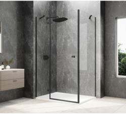 SAPHO GLOBE BLACK nyílóajtó oldalfallal, 1200x800mm, balos, transzparent üveg GB1012-3215LB (GB1012-3215LB)