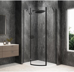 SAPHO GLOBE GUN METAL íves zuhanykabin, 900x800mm, balos, transzparent üveg GB2980LGM (GB2980LGM)