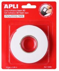 TYPEC Bandă adezivă, APLI 3D, dublu adezivă, spumă, 19 mm x 2, 28 m, alb